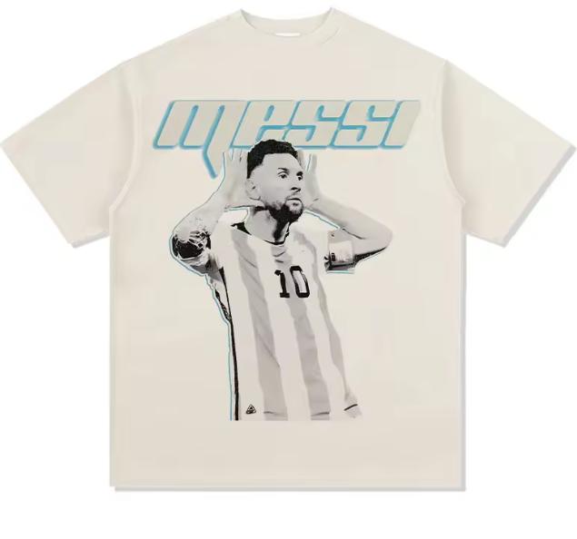 Messi Cotton Unisexs Tshirt Football Argentina Jersey 2022 Champion Commemorative Shirt Summer Unisex Oversized Short Sleeve Top S