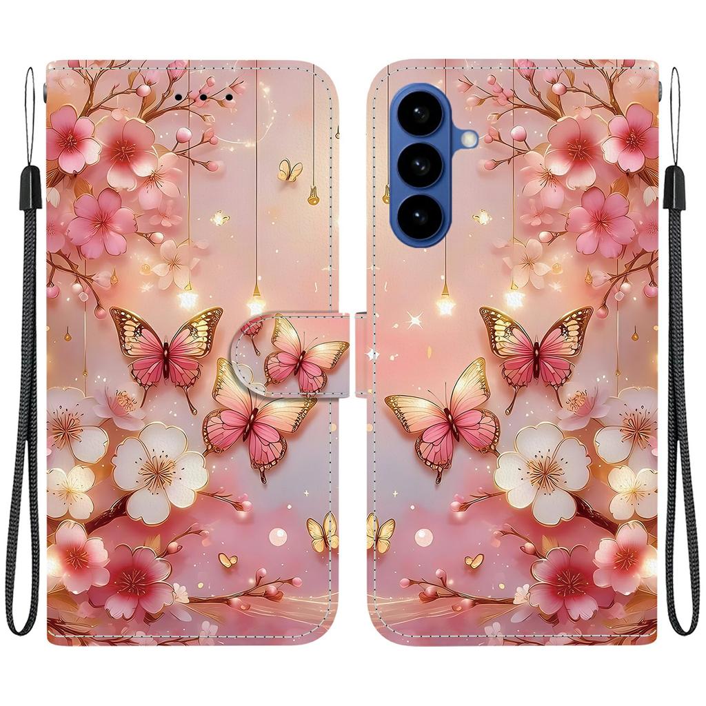 For Samsung Galaxy A57 5G Leather Case Stand Wallet Pattern Printing Phone Cover with Wrist Strap