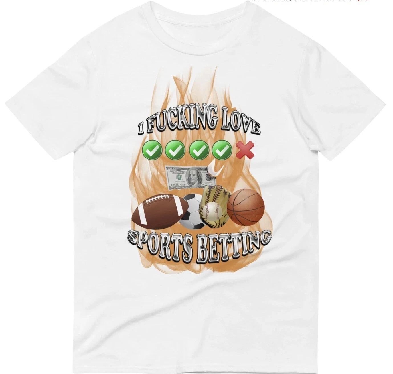 Mens I Love Sports Betting T Shirt Funny Gambling Parlay PrizePicks Humor Tee XXXXL