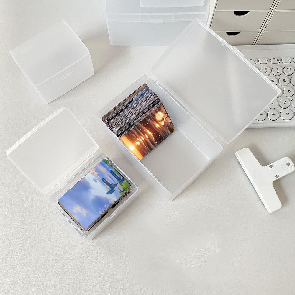 3-inch Small Card Storage Box DIY Material Sorting Box Trasparent Desktop Storage Box Stationery Protection Box Dustproof INS