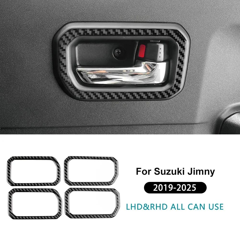 Real Soft Carbon Fiber Door Inner Handle Frame Trim for Suzuki Jimny LHD RHD 2019 2020 2021-2025 Interior Sticker Accessories