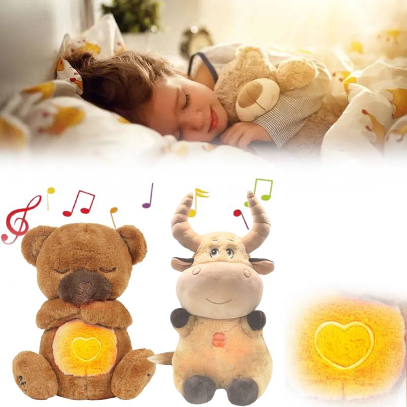Anxiety Relief Plush Toy Cow Christmas Deer Bear Breathing Musical Soothing Doll