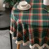 Vintage Red Green Plaid Tablecloth With Tassels, Perfect For Christmas & Party Table Decor.