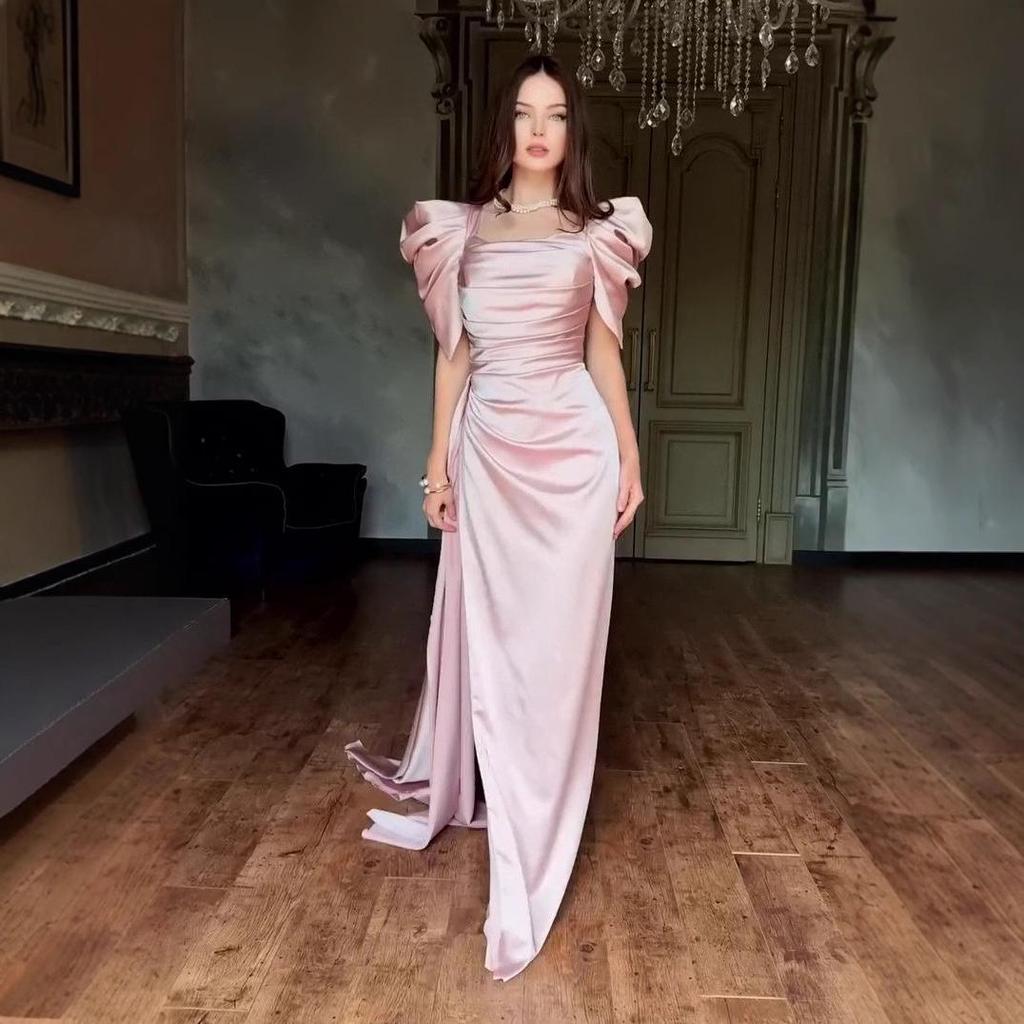 2025 Summer European & American Satin Evening Dress: Elegant, Slimming Design for Women