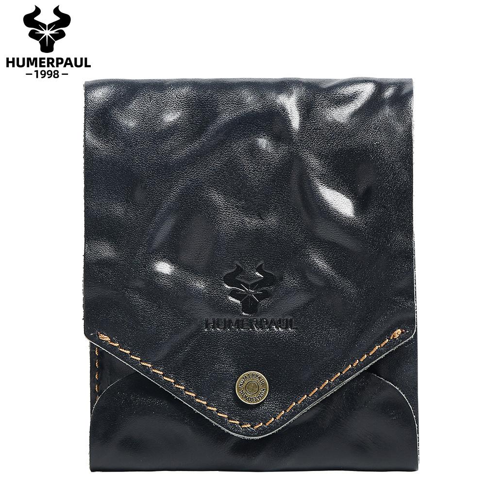 Humerpaul The First Layer of Cowhide Wallet Card Case Compact Exquisite Solid Color Casual Small Bag Portable