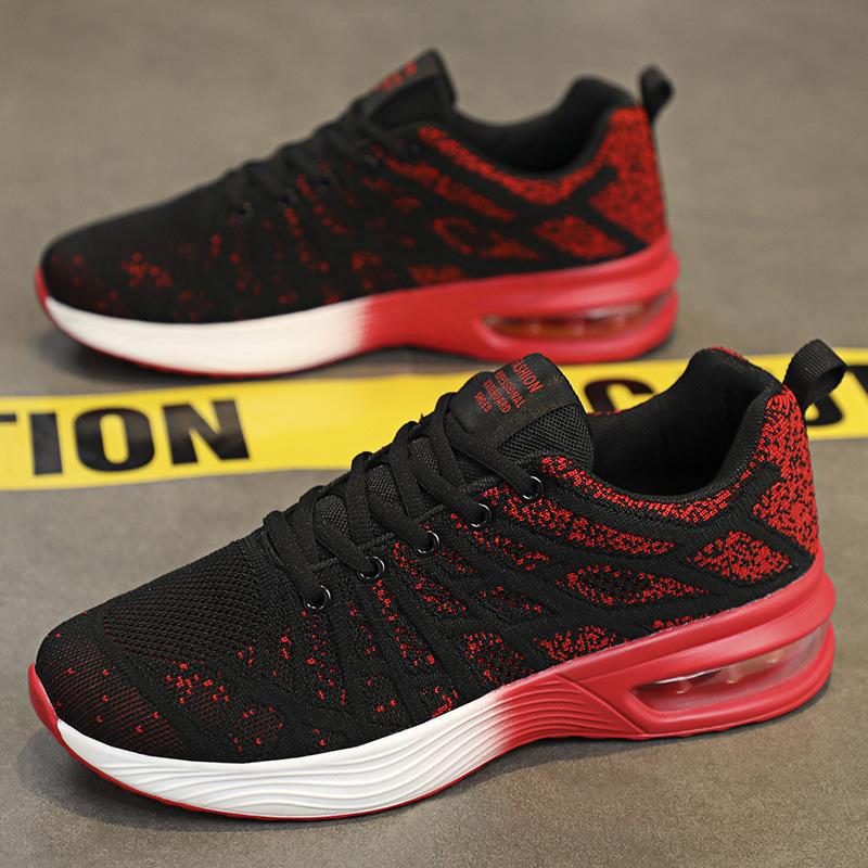 Autumn low-top large-size men's shoes fly-woven mesh breathable running shoes air cushion soft-soled sports shoes