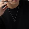 Emporio Armani   Bronze Cuban Chain Black Eagle Pendant Men's Stainless Steel Necklace Men's Black F basic packaging-brand original box