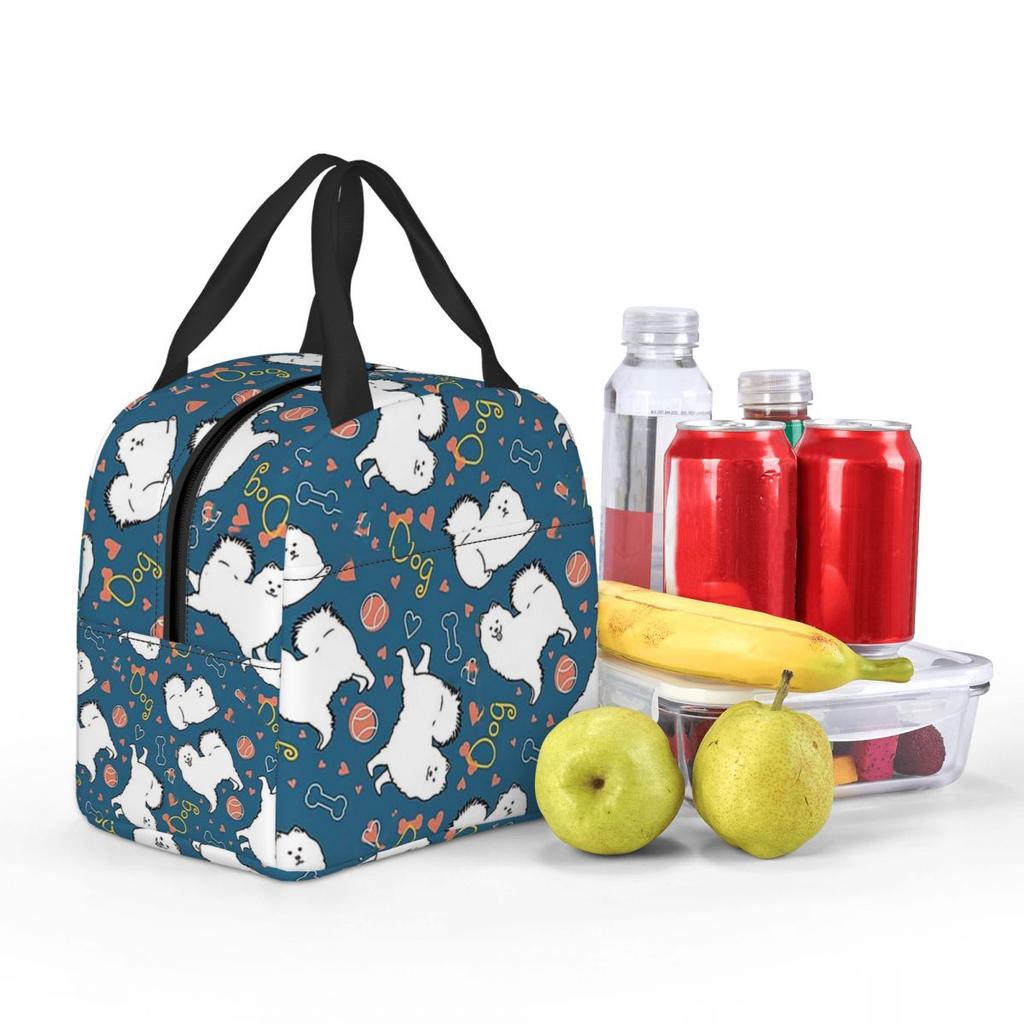 Love Samoyed Dog Insulated Lunch Bag for Women Children Leakproof Food Boxes Thermal Lunch Box Tote