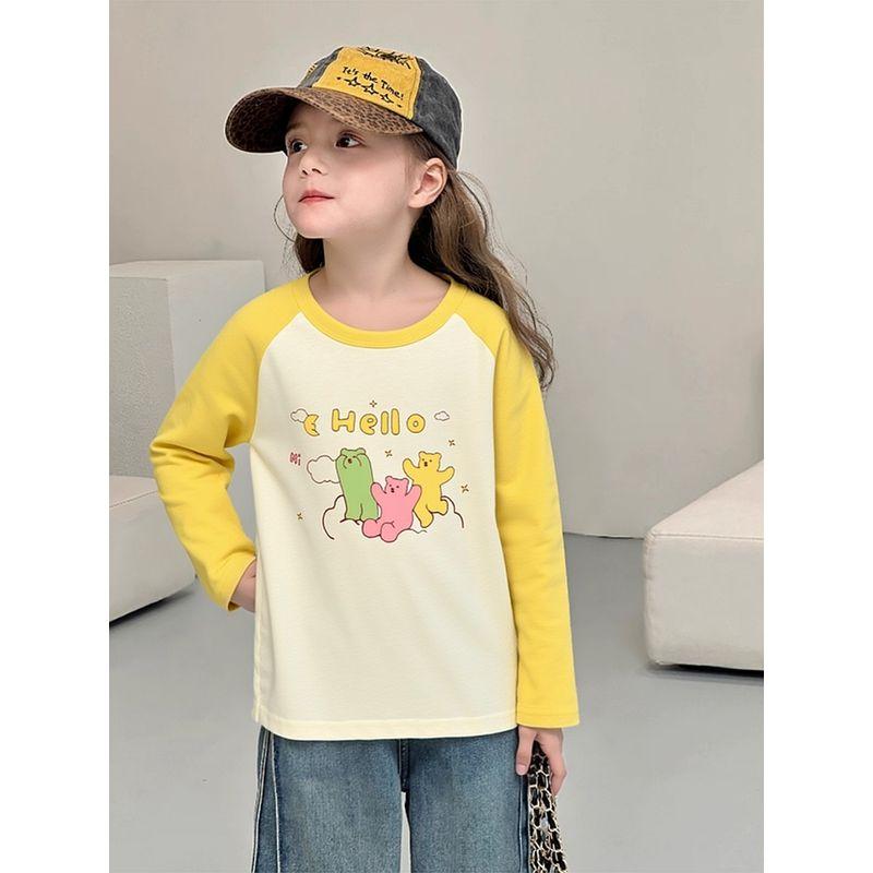 Brand Export Children's Clothing Pure Cotton Cartoon Print Long-Sleeve T-Shirt Girls' Base Shirt Autumn Baby Clothes Ins