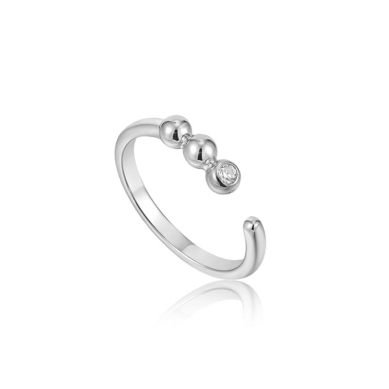 

ANIA HAIE Ball Stone 925 Silver Adjustable Size Ring R045-01H-CZ R045-01G-AM