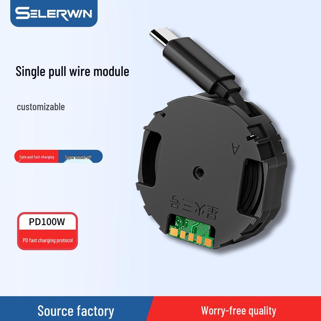 Single-Pull Retractable 100W/60W Fast Charge Type-C Car Charger Cable