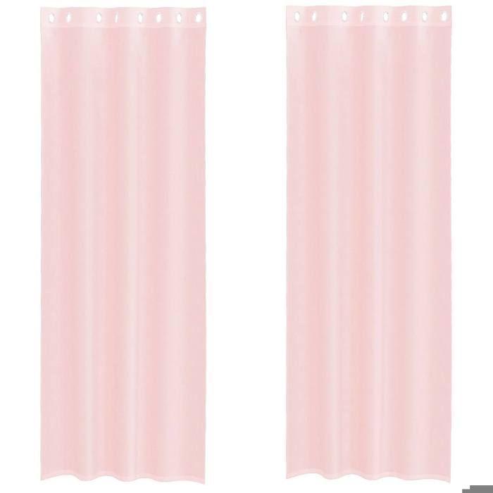VidaXL Rideaux en voile avec œillets 2 pcs rose clair 140x260 cm, rideau en filet, rideau transparent, voile de fenêtre, 4102087
