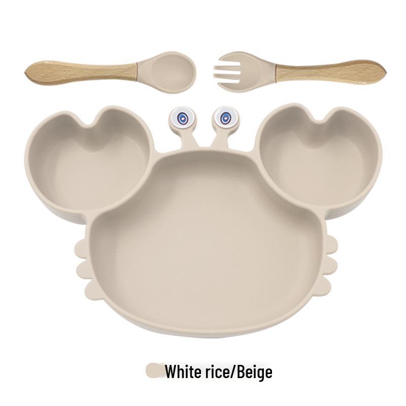 Silicone Suction Crab Plate: Divided Baby Tableware for Feeding & Weaning