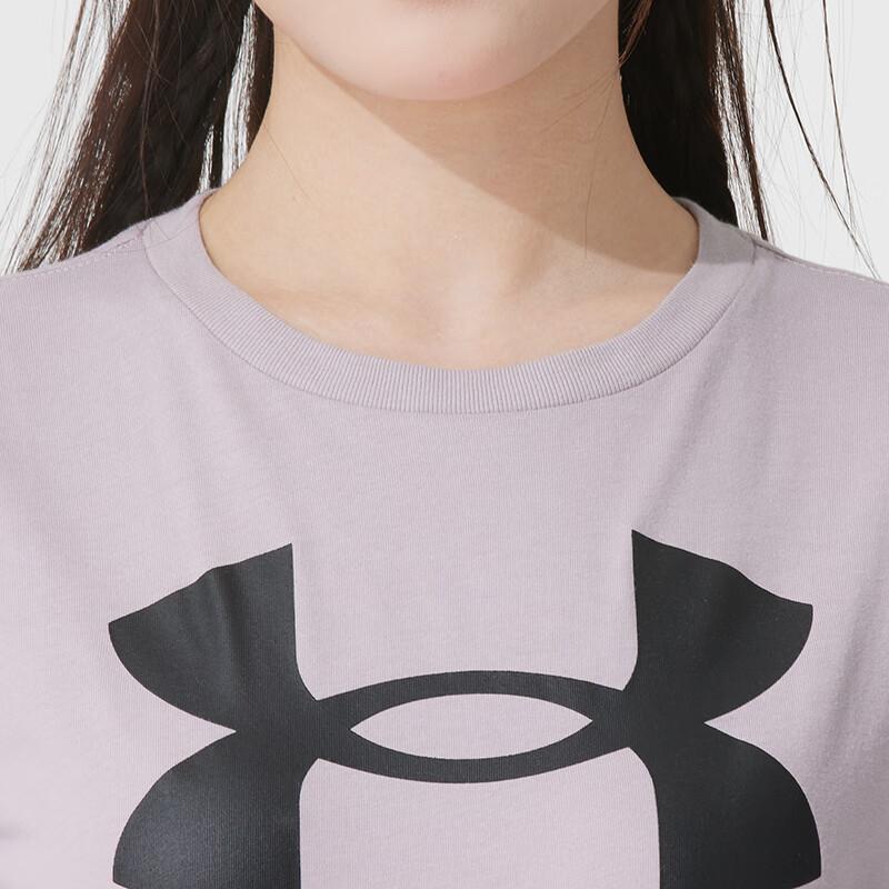 Under Armour Fashion Round Neck Pullover Short Sleeve T-Shirt Women T-Shirts Light-Purple 1356305-009