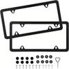2 Pcs Stainless Steel US-Spec License Plate Frame with Square Holes and Slim Edges Includes Accessory Screws and Wrench US Size