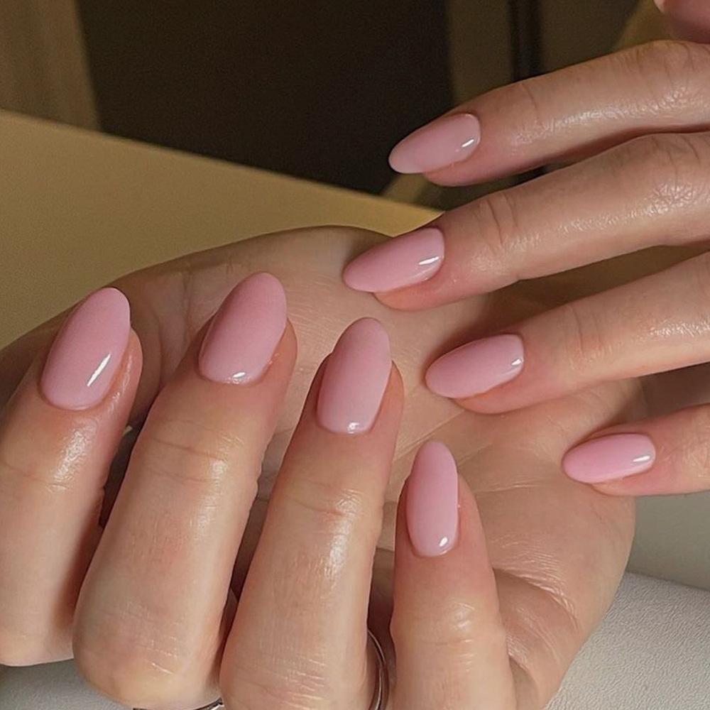 Solid Color Short Round Nail Tips - Set of 24 Simple False Fingernails