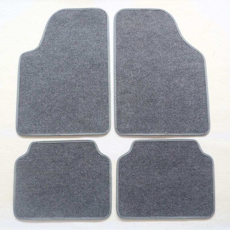 Car Foot Mat Neutral 4 Pieces Gingham Foot Mat Waterproof Non Slip Car Floor Mat Easy to Clean Suede Carpet Wire Ring Foot Mat Gray Facelift [Universal 4-Piece Set]