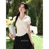 Women's Slimming V-Neck Knitted Short-Sleeve T-Shirt