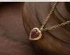 Peach Heart Zircon Pendant Necklace, Gold-Plated Titanium Steel, Sweet and Versatile Everyday Clavicle Chain