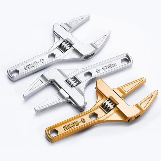 Regulowany Klucz do Rur z Szerokim Szczęką Krótka Rączka Szerokie Otwarcie Instalacja Rur Wodnych Zlewu Kuchennego Łazienkowego Naprawa Kranu Klucz ze Stopu Aluminium