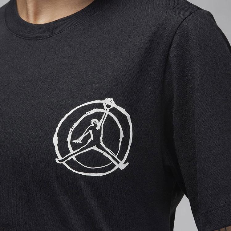 Jordan Pattern Print Round Neck Short Sleeve T-Shirt Unisex Tops Black FB7408-010