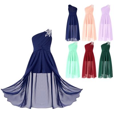 Mädchen-Festzug-Junior-Brautjungfernkleid, einschultriges, ärmelloses Blumenmädchenkleid für Kinder, Prinzessin, Hochzeit, formelle Party-Abschlussballkleider