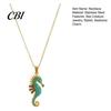 Exquisite Seahorse Jewelry Women Blue Necklace, Rhinestone Pendant Stylish Sea Charming Neck Creature Summer Beach Gift for Her Wife Girlfriend