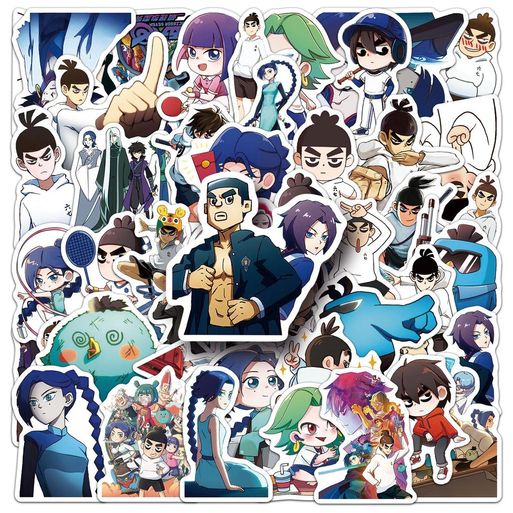 50 Graffiti Stickers Cartoon Chinese Comic Creative Decoration Laptop Tablet Gauze Stickers