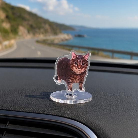 jijijing 2D Flat Rotating Acrylic Cat Sign for Car Dashboard, Desk Decor, Cute Print Tabletop Centerpiece with Base Home Office, Interior Gift Lovers