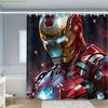 1pc Superhero Bathroom Shower Curtain - Polyester, 12 Hooks Included, Vibrant Red & Golden Design with Sparkling Accents, Perf