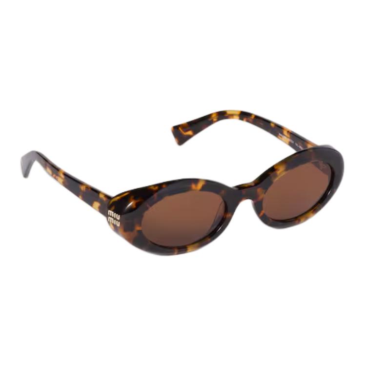 MIU MIU Logo-Embellished Oval Sunglasses Women Sunglasses Tortoiseshell SMUB09E14LFE20VC052