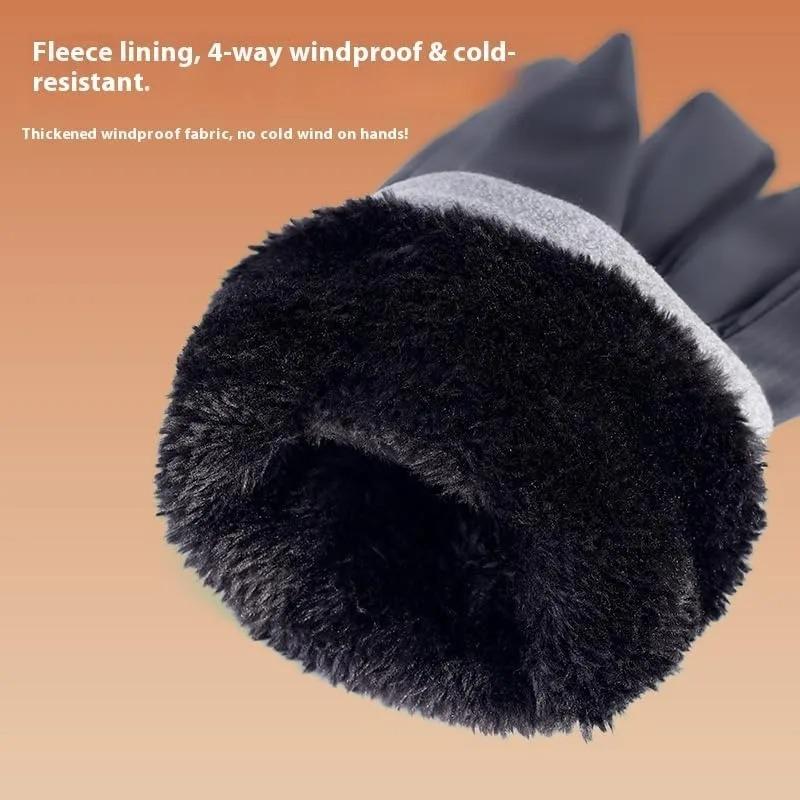Winter Warm Gloves for Men Outdoor Cycling Gloves Sports Running Motorcycle Ski Touch Screen Fleece Gloves Non-slip Full Fingers