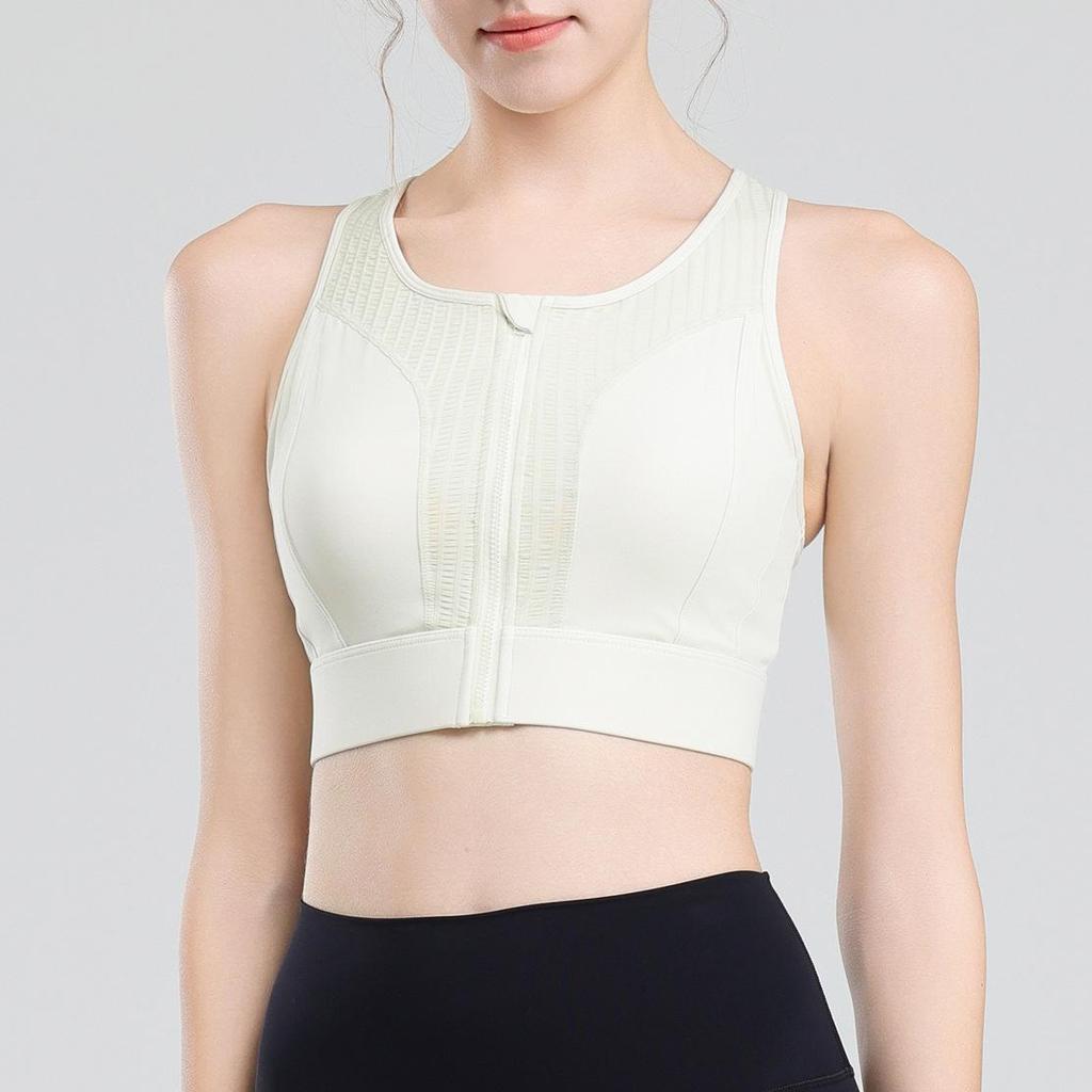 High-Intensity Quick-Dry Front Zip Sports Bra - Shockproof, Beauty Back Design for Women's Running & Yoga.