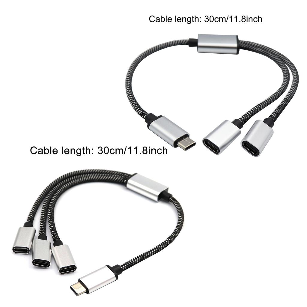 Cablu Splitter USB C Tată la 2/3 USB C Mamă Convertor Huburi Multiple Port USB C Hub Încărcător Adaptor Splitter de Alimentare 11,81in
