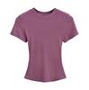 Summer New Female American Spice Girl Solid Color Crew Neck Short Sleeve T-Shirt Basic Threaded Bottom Top