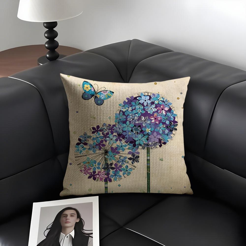 Aquarell-Kunstmuster Kissenbezug Natürliches Leinen Bio-Stoff Beidseitiger Druck Sofa Heimdekoration Geschenk Kissenhülle