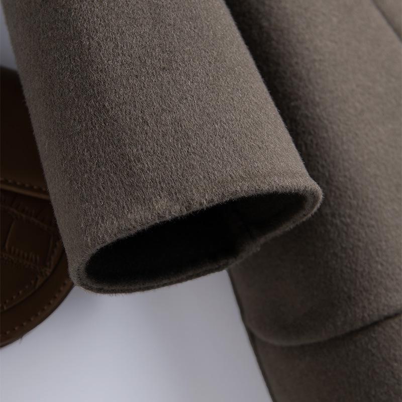 Women's Mid-Length Wool Lapel Coat - 100% Wool, Double-Faced, Loose-Fit, Autumn/Winter