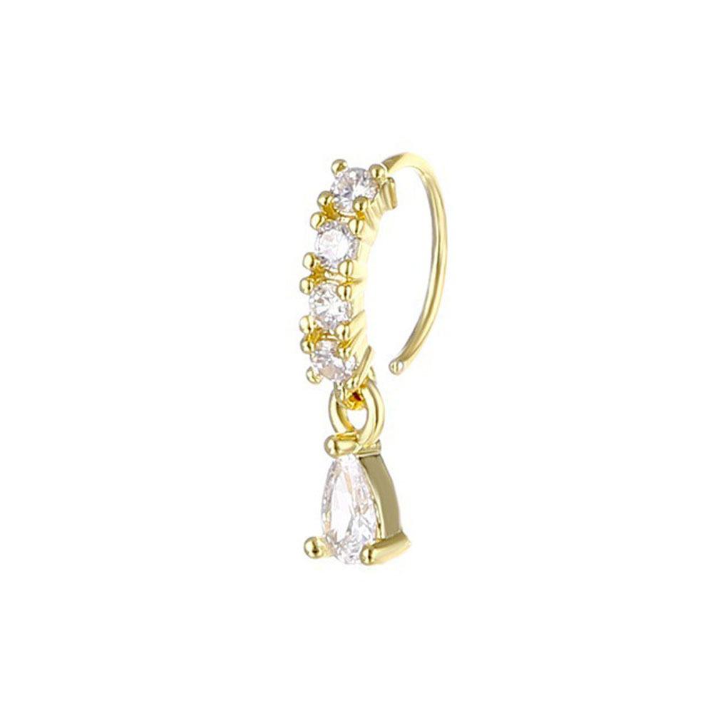 Cross & Butterfly Zirconia Nose Ring Stud Set, Adjustable Piercing Jewelry