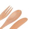3Pcs Wood Grain Texture Tableware Set Solid Wood Dining Kit Utensil Pack  Table Decoration