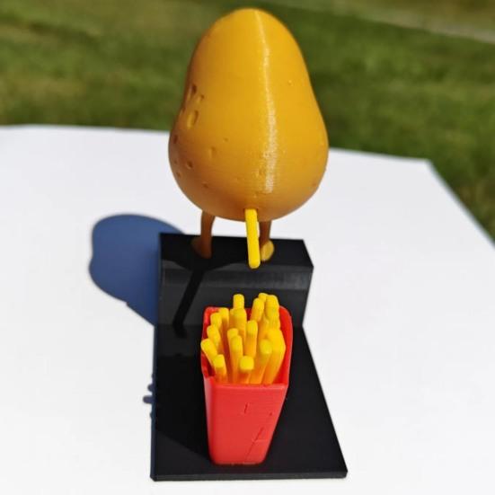 Pooping Potato Figurine 3D Printed Potato Become French Fries Ornament Desktop Potato And Fries Decoration Prank Gift for Fries Lovers