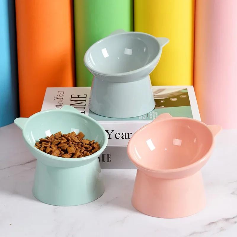 Pet Food Bowl Tilt High Bottom Neck Protector Cat Dog Bowl Water Feed Cat Dog Food High Foot Pet Bowl Supplies Accessories