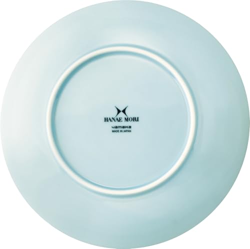 Hanae Mori "Fleur" Floral Print Set of 4 Curry Plates, Pasta Plates, and Deep Plates, Approx. 21cm Diameter x 4cm Deep, Dishwasher and Microwave Safe,