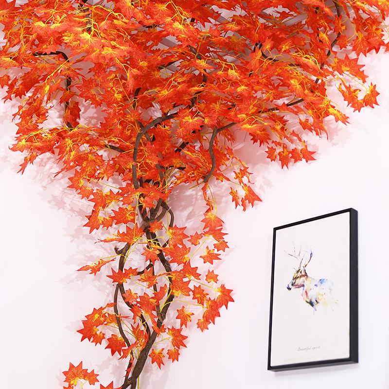 Artificial Red Maple Leaf Branches for Autumn Garden Decor
