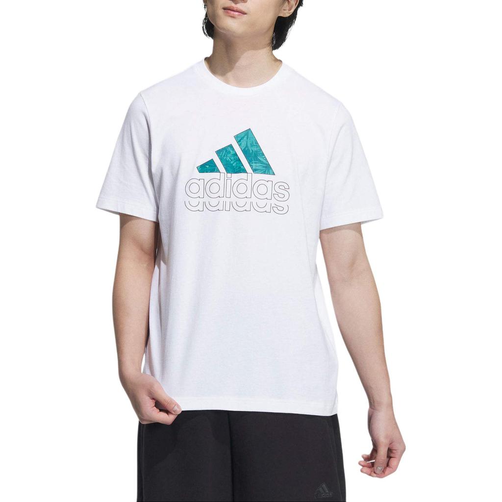 adidas Diseño con estampado de letras Transpirable Versátil Camiseta deportiva de manga corta para hombre Tops Blanco JE3201