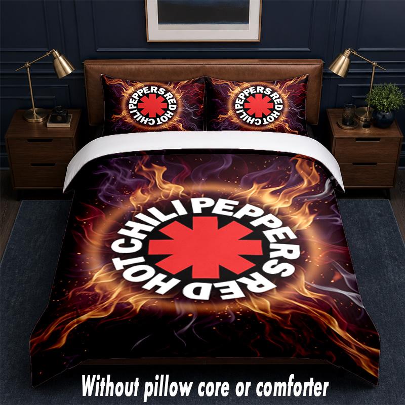Set Biancheria da Letto Design Red Hot Chili Peppers 1 Copripiumino + 2 Federe Morbido Traspirante Biancheria da Letto per la Casa