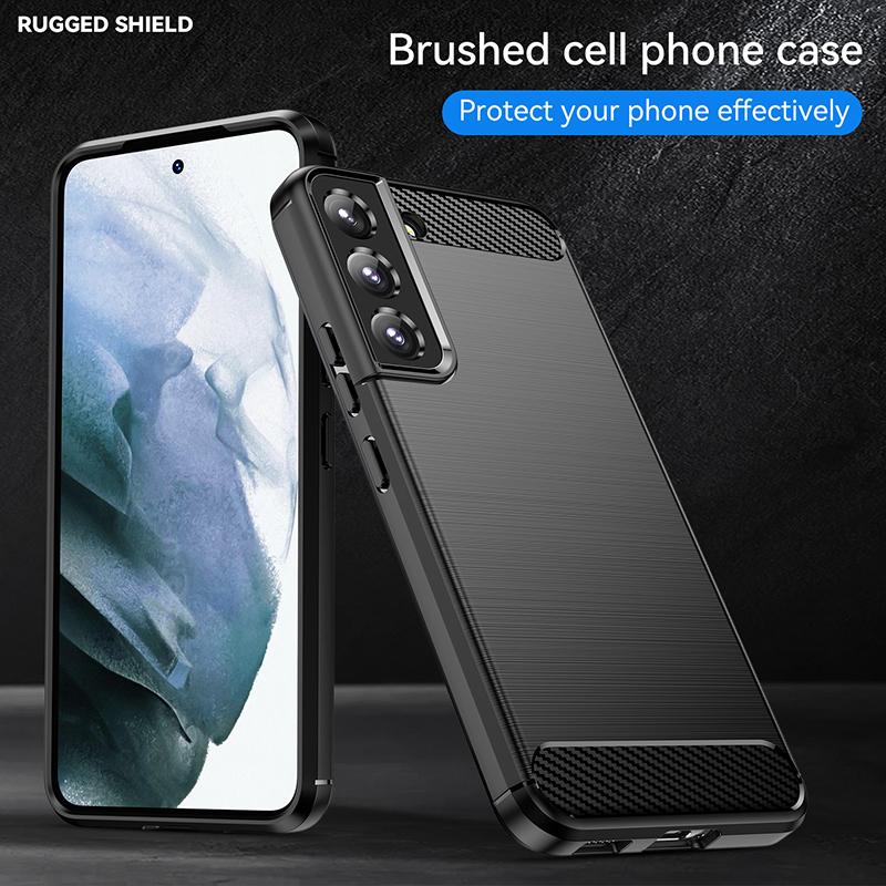 Carbon Fiber Texture TPU Case for Samsung Galaxy S23 Ultra S22 Plus S21 FE S20 S10 Note 20 10 Shockproof Protective Business Full Protection Cover