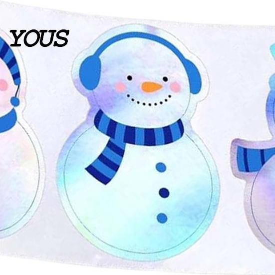 Self-adhesive Coated Paper Labels 500PCS Shiny Snowman Stickers, Waterproof Self Adhesive Labels, Round Roll of 500 Christmas Tags Decorative