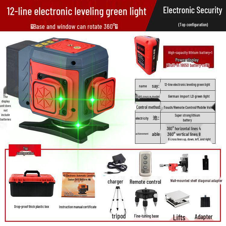 Anping Super Bright Infrared Green Laser Level: High Precision, Automatic Leveling with 8/12/16 Lines