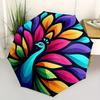 1pc Peacock Colors Compact Travel Umbrella, Automatic Folding Lightweight Windproof 8-Bone Reinforced Design,012103