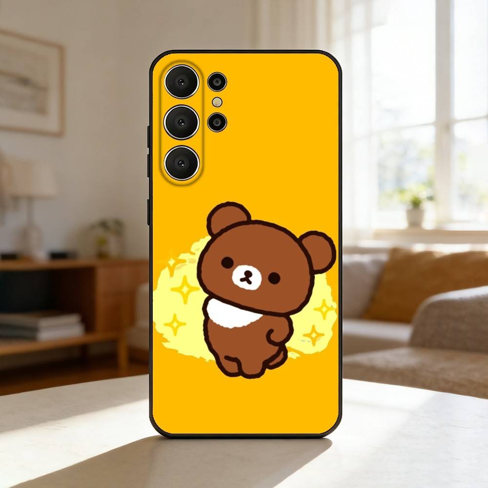 CUTE R-Relax K-kuma R-Rilakkuma Phone Case For Samsung S26,S25,S24,S21,S22,S23,S30,Ultra,S20,FE,Lite,10,9,Black Cover Samsung S30plus5G
